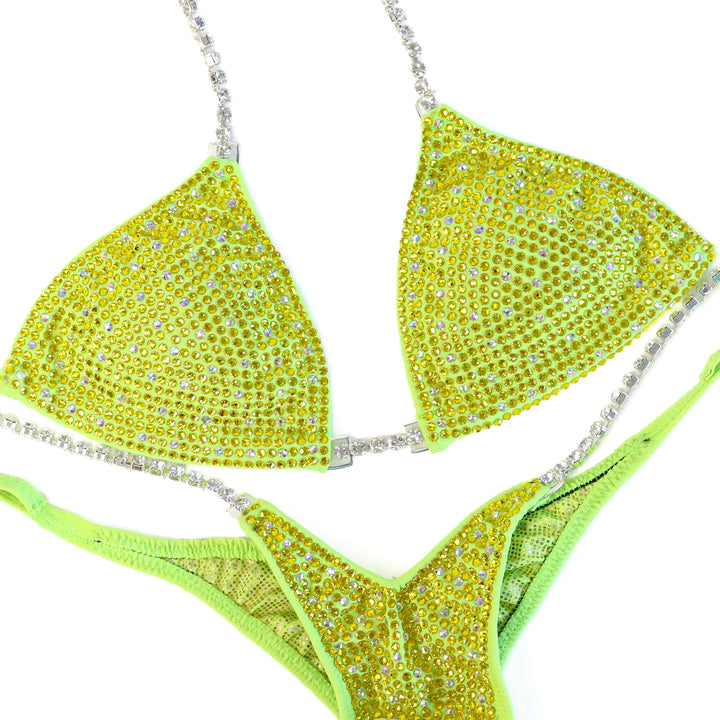 QS CL: Angel Shimmer. Special Order Fabric. Small/Wellness Pro.  Angel Competition BikinisThe best NPC Competition Suits for the Bikini Division, Fit Model Division Suits, and bodybuilding suits.