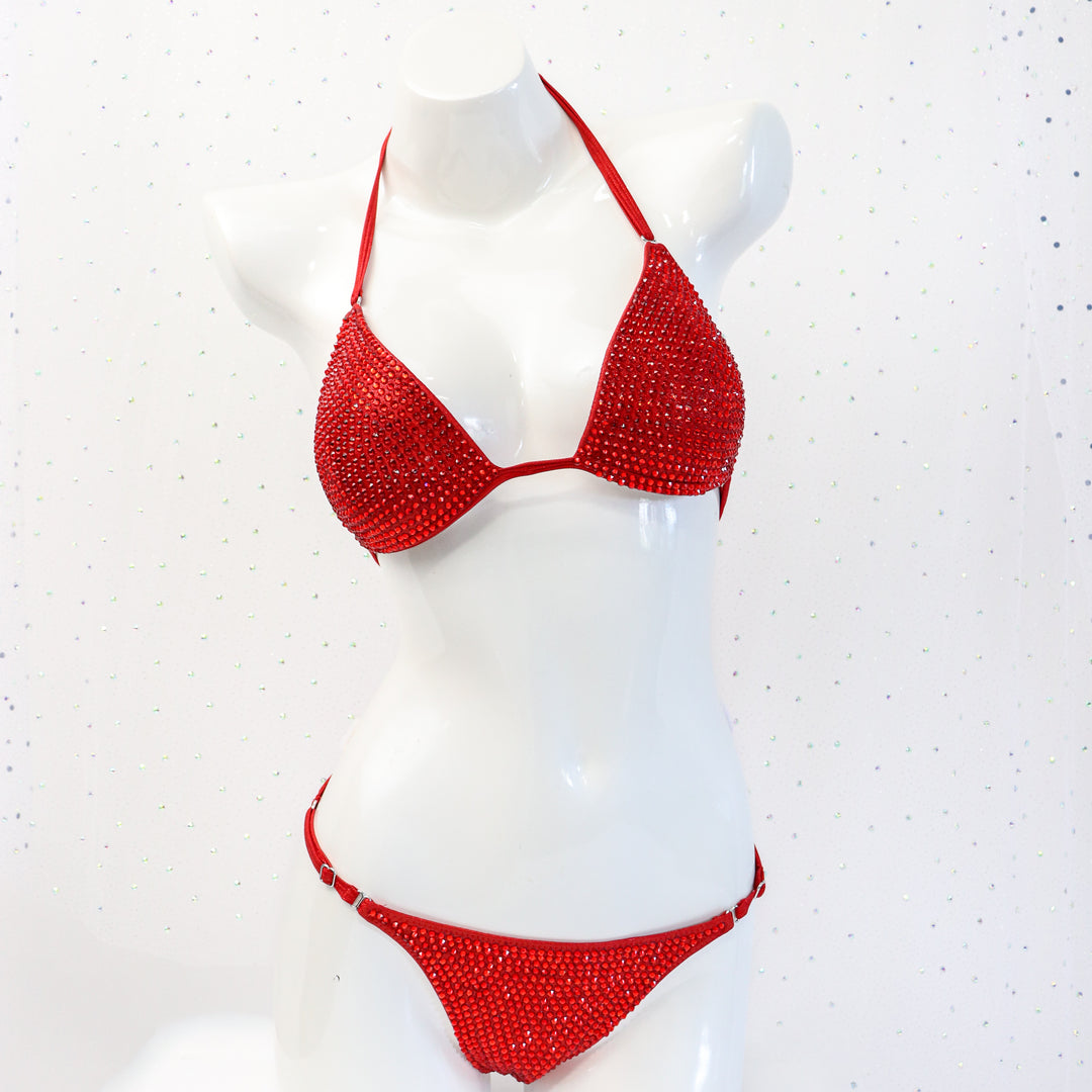 QS ST: Crystallized Hologram Red Fit Model Suit. Medium Molded/Fit Model 2.  Angel Competition BikinisThe best NPC Competition Suits for the Bikini Division, Fit Model Division Suits, and bodybuilding suits.