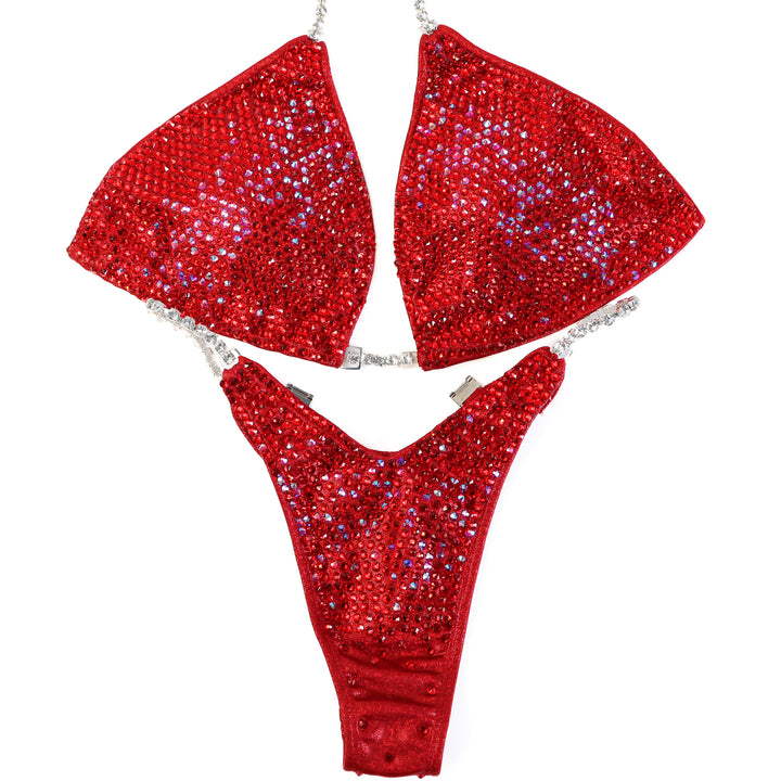 Pre Owned: Ashley K's Cherry Bomb Cascade. Large/Slim Figure.  Angel Competition BikinisThe best NPC Competition Suits for the Bikini Division, Fit Model Division Suits, and bodybuilding suits.