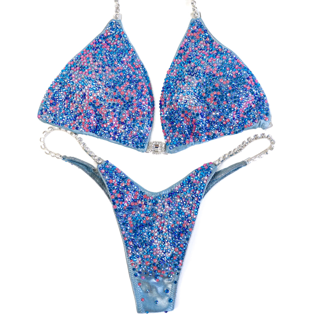Pre Owned: Baby Blue Lotus Radiance. Medium/Wellness Micro.  Angel Competition BikinisThe best NPC Competition Suits for the Bikini Division, Fit Model Division Suits, and bodybuilding suits.
