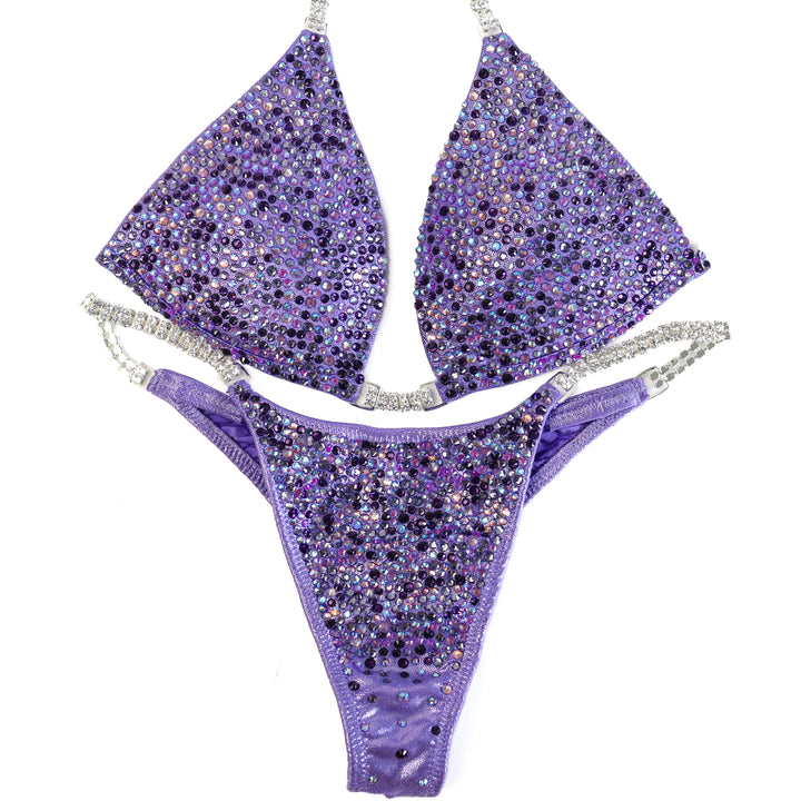 QS ST: Crystal Radiance. Hologram Lilac. Small Molded/Pro with Modest Rise.  Angel Competition BikinisThe best NPC Competition Suits for the Bikini Division, Fit Model Division Suits, and bodybuilding suits.