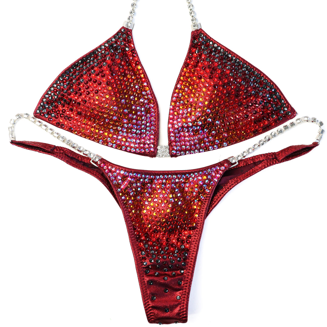 QS ST: Diamond Cascade 5 Color. Hologram Maroon. Small/Pro.  Angel Competition BikinisThe best NPC Competition Suits for the Bikini Division, Fit Model Division Suits, and bodybuilding suits.