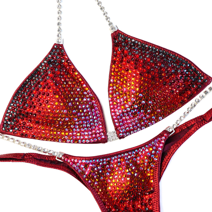QS ST: Diamond Cascade 5 Color. Hologram Maroon. Small/Pro.  Angel Competition BikinisThe best NPC Competition Suits for the Bikini Division, Fit Model Division Suits, and bodybuilding suits.
