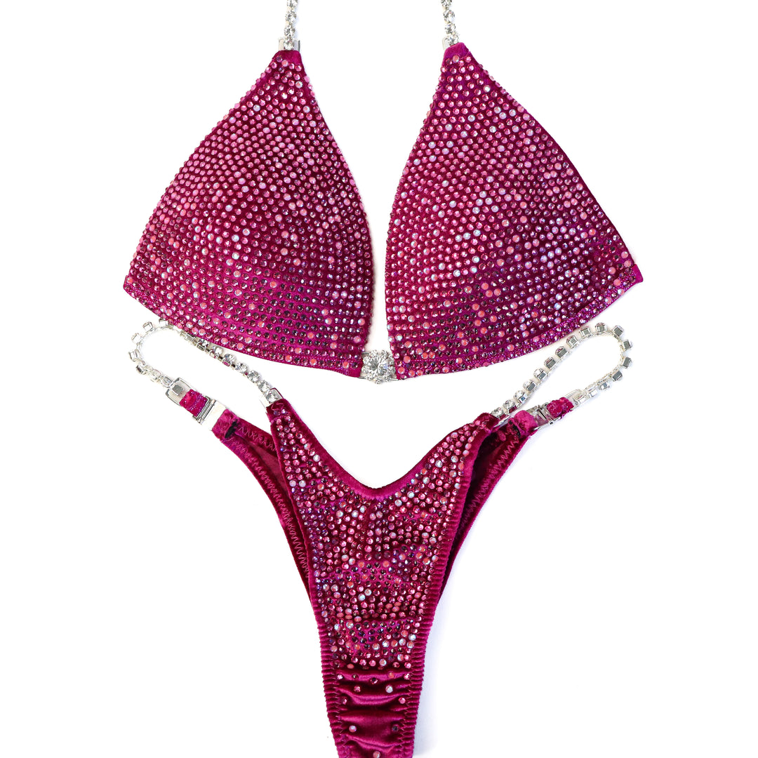 QS ST: Angel Pro Multi Color. Velvet Magenta. Medium Molded/Micro with Petite Rise.  Angel Competition BikinisThe best NPC Competition Suits for the Bikini Division, Fit Model Division Suits, and bodybuilding suits.
