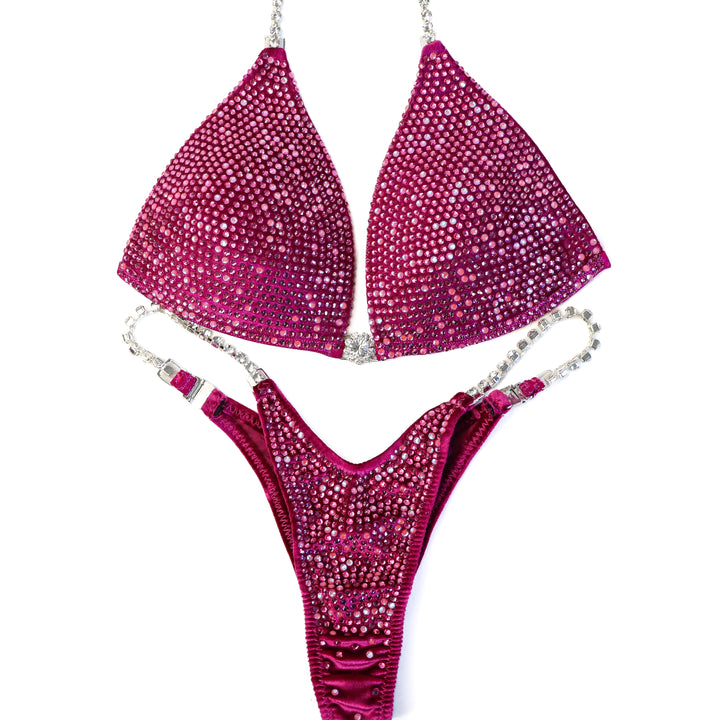 QS ST: Angel Pro Multi Color. Velvet Magenta. Medium Molded/Micro with Petite Rise.  Angel Competition BikinisThe best NPC Competition Suits for the Bikini Division, Fit Model Division Suits, and bodybuilding suits.