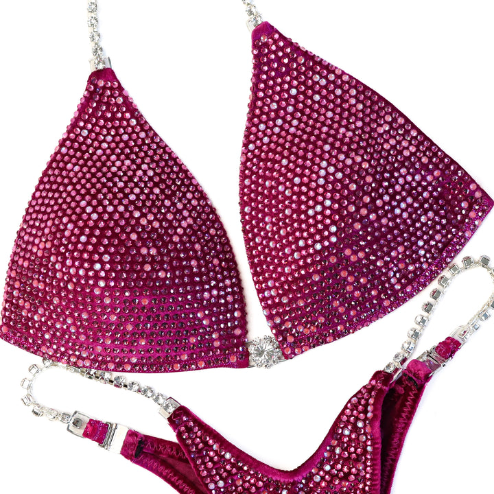 QS ST: Angel Pro Multi Color. Velvet Magenta. Medium Molded/Micro with Petite Rise.  Angel Competition BikinisThe best NPC Competition Suits for the Bikini Division, Fit Model Division Suits, and bodybuilding suits.