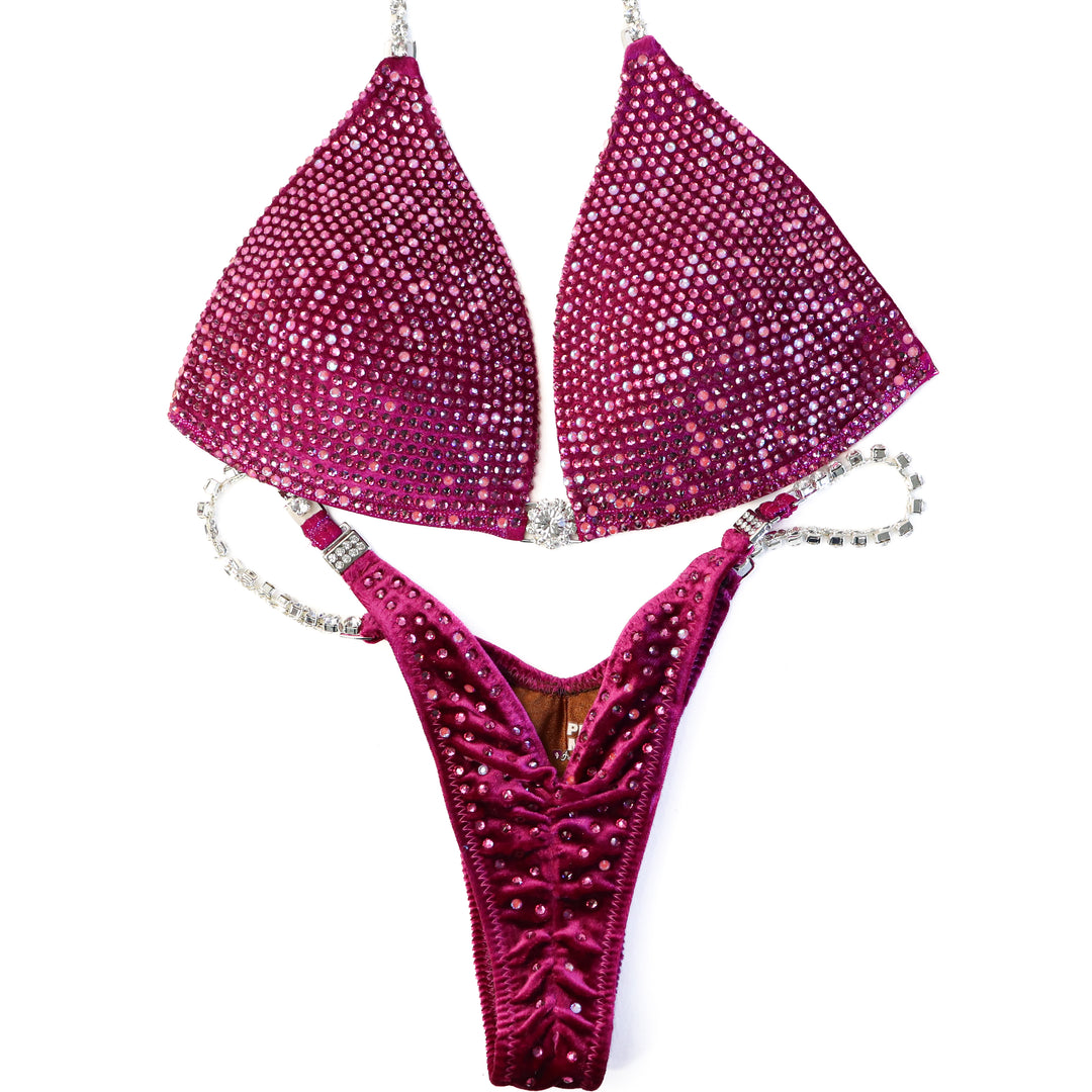 QS ST: Angel Pro Multi Color. Velvet Magenta. Medium Molded/Micro with Petite Rise.  Angel Competition BikinisThe best NPC Competition Suits for the Bikini Division, Fit Model Division Suits, and bodybuilding suits.