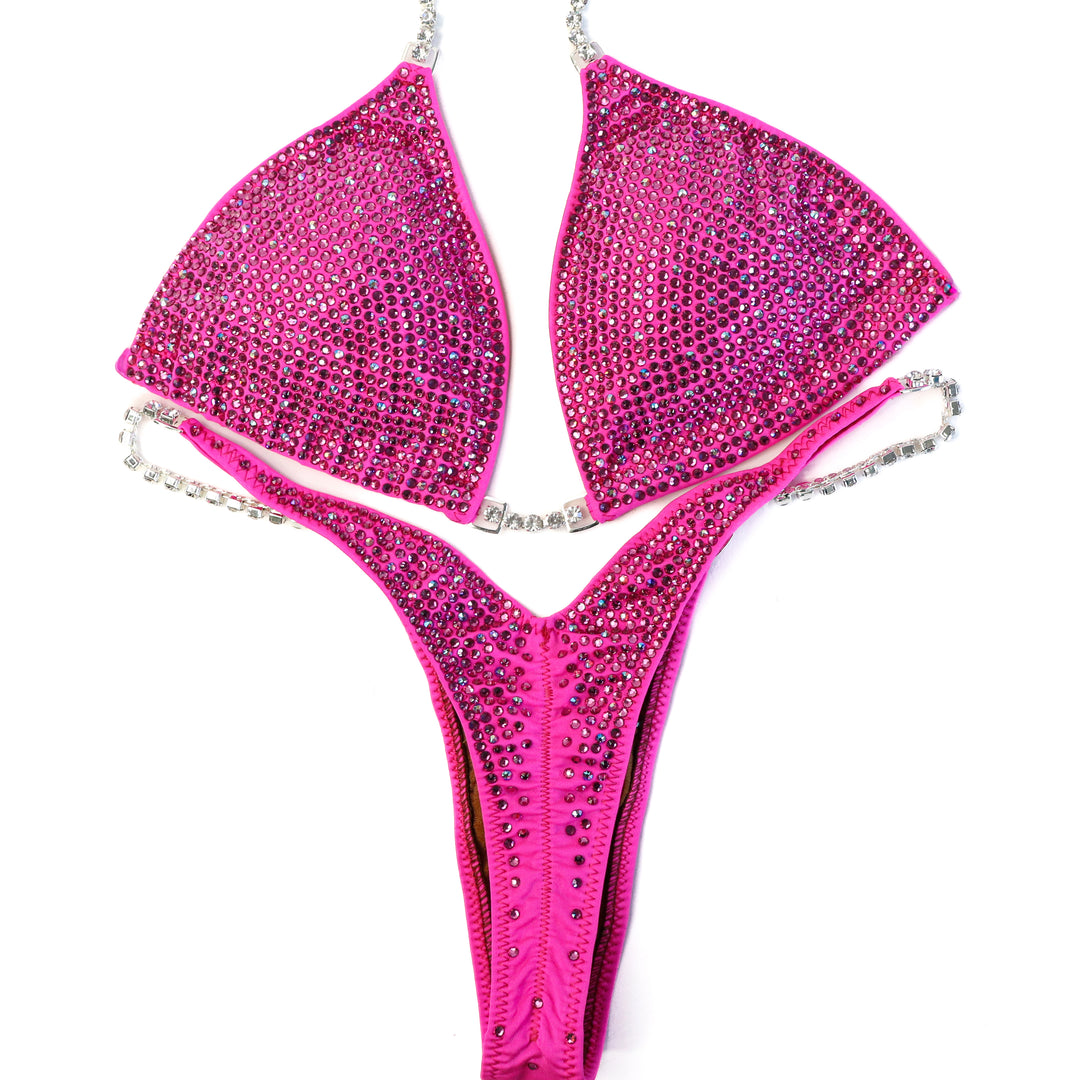 QS CL: Angel Shimmer. Matte Pink. Medium/Wellness Micro.  Angel Competition BikinisThe best NPC Competition Suits for the Bikini Division, Fit Model Division Suits, and bodybuilding suits.