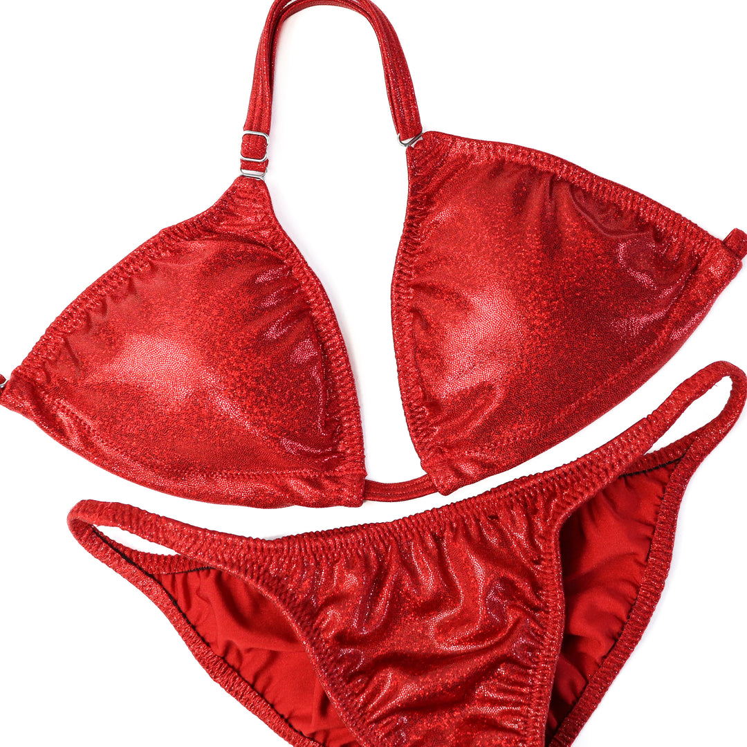 QS ST: Hologram Red Fit Model Suit. Medium/Fit Model 2.  Angel Competition BikinisThe best NPC Competition Suits for the Bikini Division, Fit Model Division Suits, and bodybuilding suits.