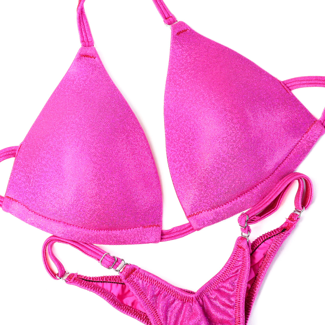 QS ST: Hologram Pink Posing Practice Suit. Medium Molded/ Wellness Pro.  Angel Competition BikinisThe best NPC Competition Suits for the Bikini Division, Fit Model Division Suits, and bodybuilding suits.