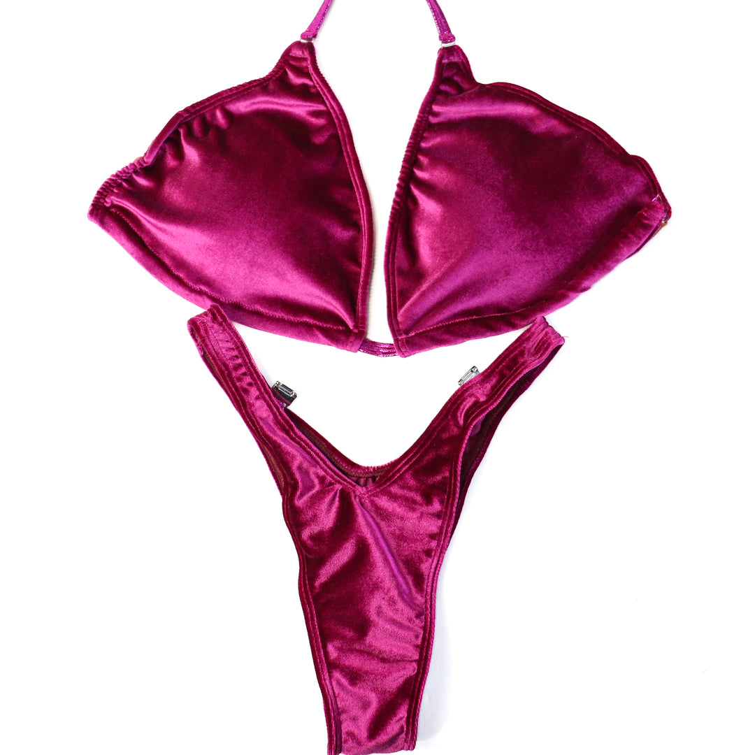 QS CL: Velvet Magenta Posing Practice Suit. Extra Large/Standard Figure.  Angel Competition BikinisThe best NPC Competition Suits for the Bikini Division, Fit Model Division Suits, and bodybuilding suits.