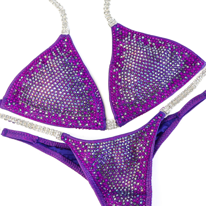 QS ST: Crystal Nova 3 Color. Hologram Purple. Small/Pro.  Angel Competition BikinisThe best NPC Competition Suits for the Bikini Division, Fit Model Division Suits, and bodybuilding suits.