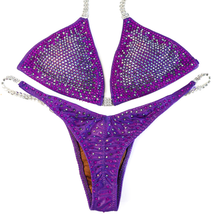 QS ST: Crystal Nova 3 Color. Hologram Purple. Small/Pro.  Angel Competition BikinisThe best NPC Competition Suits for the Bikini Division, Fit Model Division Suits, and bodybuilding suits.