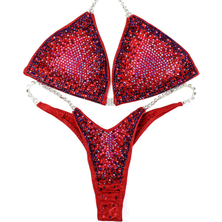QS ST: Ashley's Red Legend 1.0 Nova. Medium/Wellness Micro.  Angel Competition BikinisThe best NPC Competition Suits for the Bikini Division, Fit Model Division Suits, and bodybuilding suits.