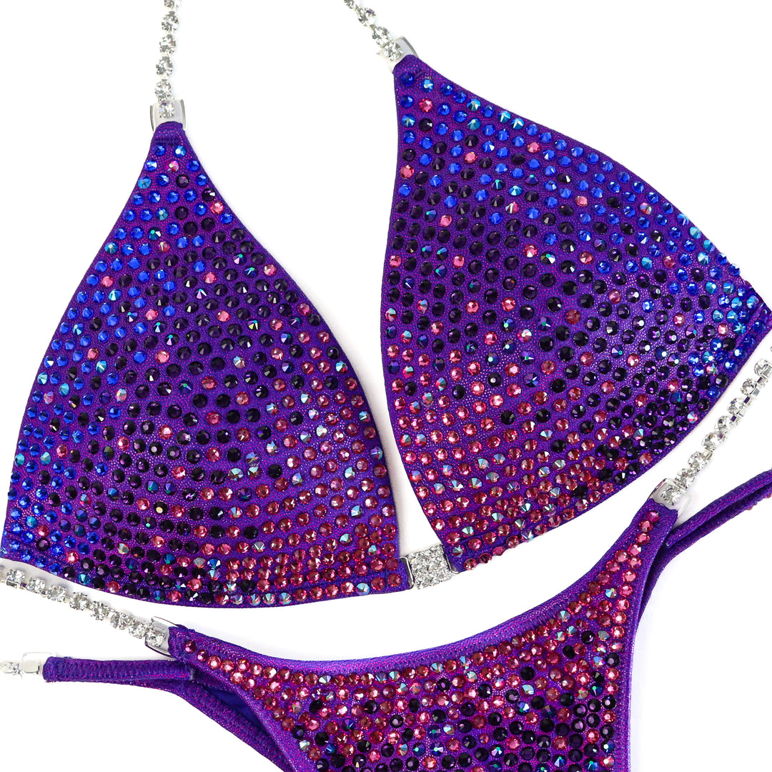 Courtney's Arnold Purple Candy Cascade  Angel Competition BikinisThe best NPC Competition Suits for the Bikini Division, Fit Model Division Suits, and bodybuilding suits.