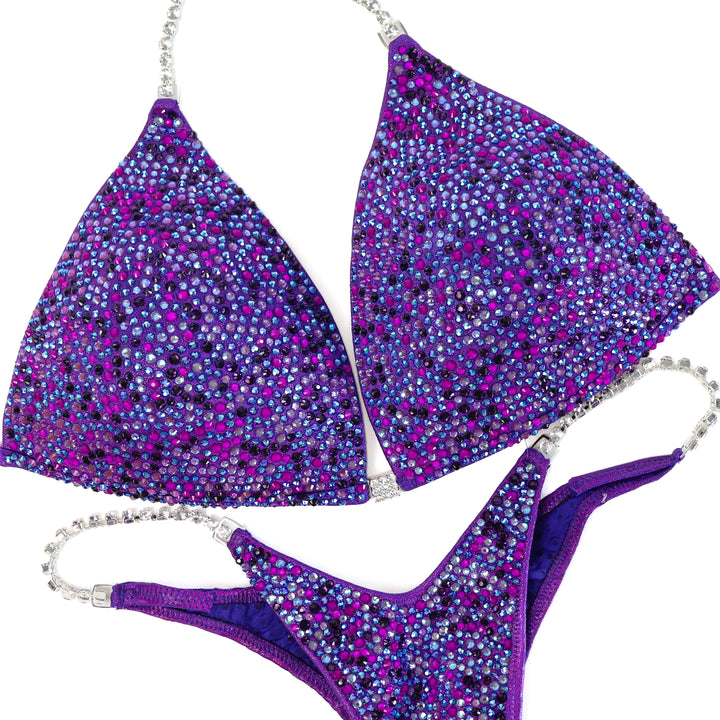 QS ST: Neon Purple Breeze Radiance. Extra Large Molded/Pro with Modest Rise.  Angel Competition BikinisThe best NPC Competition Suits for the Bikini Division, Fit Model Division Suits, and bodybuilding suits.