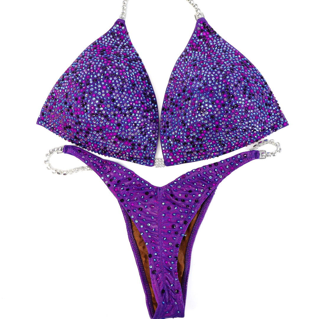QS ST: Neon Purple Breeze Radiance. Extra Large Molded/Pro with Modest Rise.  Angel Competition BikinisThe best NPC Competition Suits for the Bikini Division, Fit Model Division Suits, and bodybuilding suits.