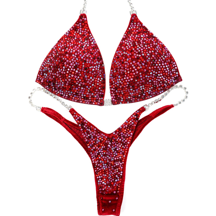 QS ST: Velvet Queen of Hearts Radiance. Medium Molded/Wellness Micro.  Angel Competition BikinisThe best NPC Competition Suits for the Bikini Division, Fit Model Division Suits, and bodybuilding suits.