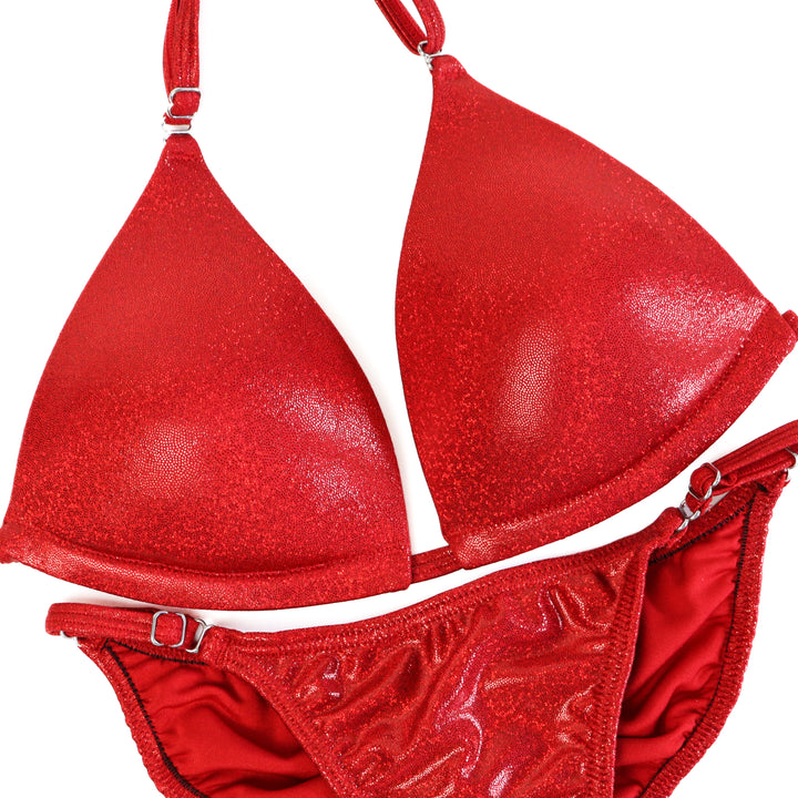 QS ST: Hologram Red Fit Model Suit. Medium Molded/Fit Model 2.  Angel Competition BikinisThe best NPC Competition Suits for the Bikini Division, Fit Model Division Suits, and bodybuilding suits.