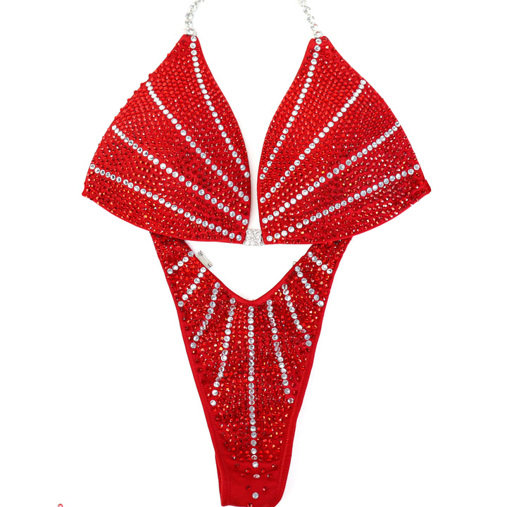 QS ST: Crystal Galaxy. Matte Red. Medium Molded/Slim Figure, Full Scrunch.  Angel Competition BikinisThe best NPC Competition Suits for the Bikini Division, Fit Model Division Suits, and bodybuilding suits.