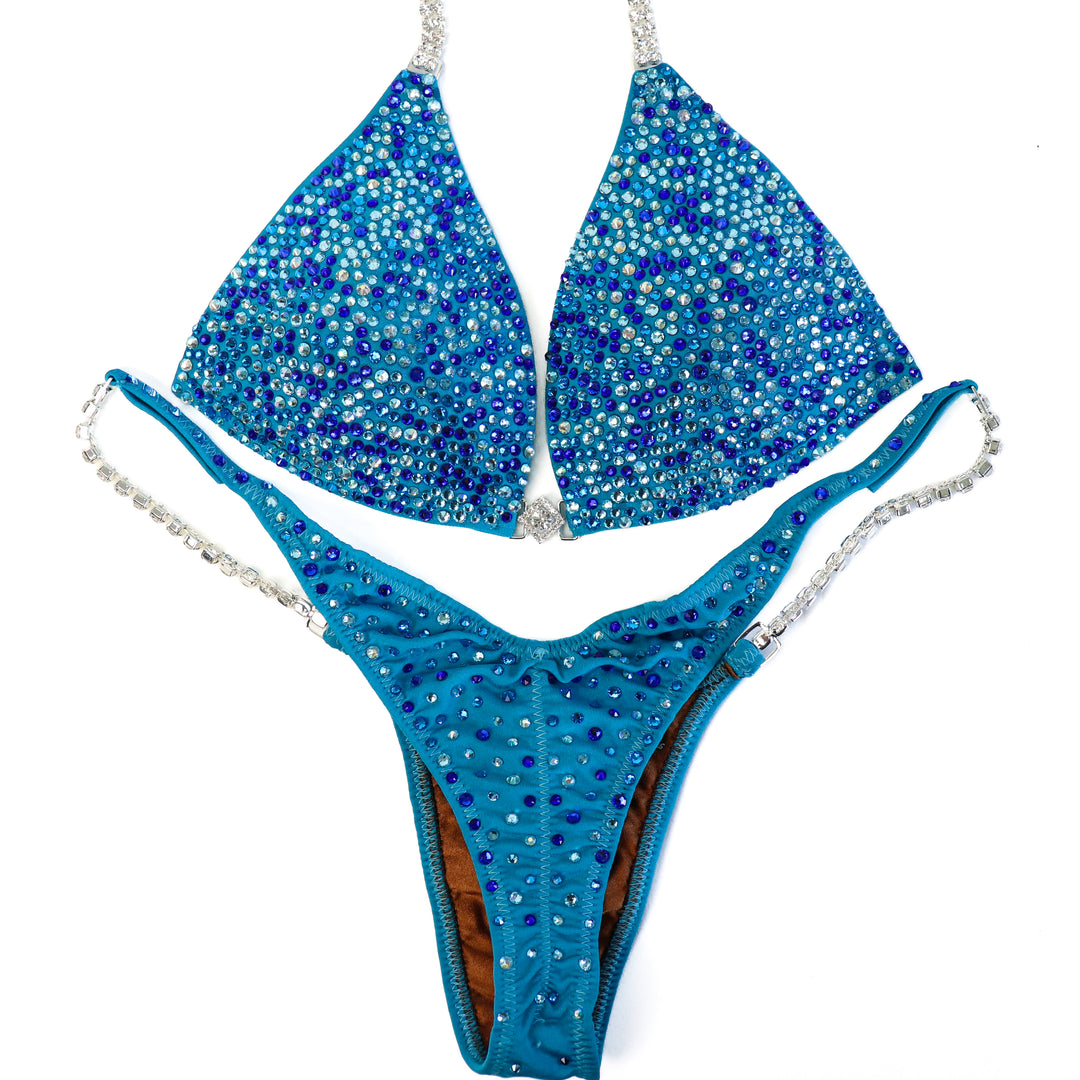 QS ST: Tamekia's Aqua Arnold Radiance. Small Molded/Pro.  Angel Competition BikinisThe best NPC Competition Suits for the Bikini Division, Fit Model Division Suits, and bodybuilding suits.
