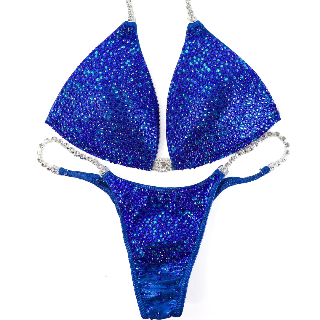 QS ST: Dazzlebolt Blue Radiance. Medium Molded/Micro.  Angel Competition BikinisThe best NPC Competition Suits for the Bikini Division, Fit Model Division Suits, and bodybuilding suits.