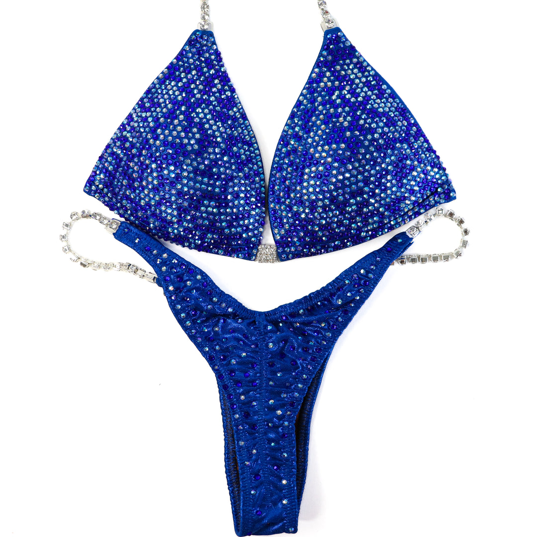 QS ST: Blue Multi Color Pro. Small Molded/Wellness Pro.  Angel Competition BikinisThe best NPC Competition Suits for the Bikini Division, Fit Model Division Suits, and bodybuilding suits.