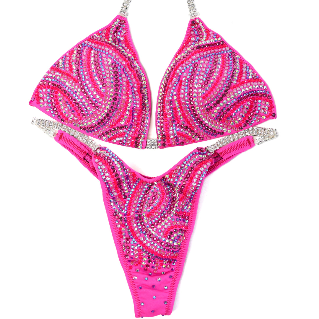 QS ST: Hot Pink Swirl. Medium/Slim Figure.  Angel Competition BikinisThe best NPC Competition Suits for the Bikini Division, Fit Model Division Suits, and bodybuilding suits.