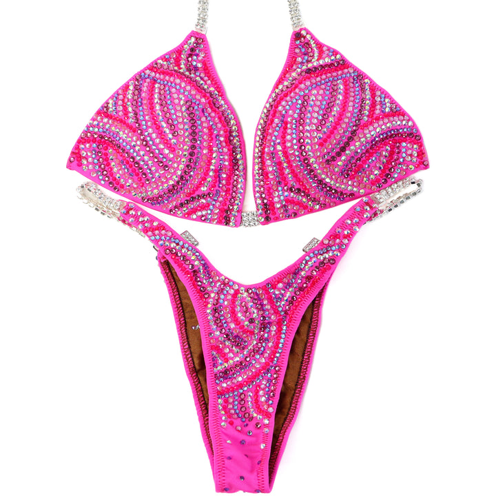 QS ST: Hot Pink Swirl. Medium/Slim Figure.  Angel Competition BikinisThe best NPC Competition Suits for the Bikini Division, Fit Model Division Suits, and bodybuilding suits.