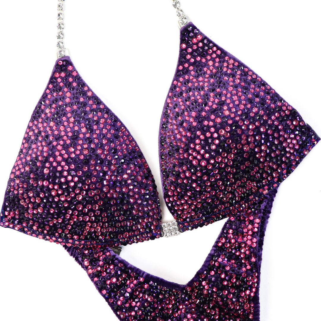 QS ST: Crystal Radiance. Velvet Purple. Small Molded/Standard Figure.  Angel Competition BikinisThe best NPC Competition Suits for the Bikini Division, Fit Model Division Suits, and bodybuilding suits.
