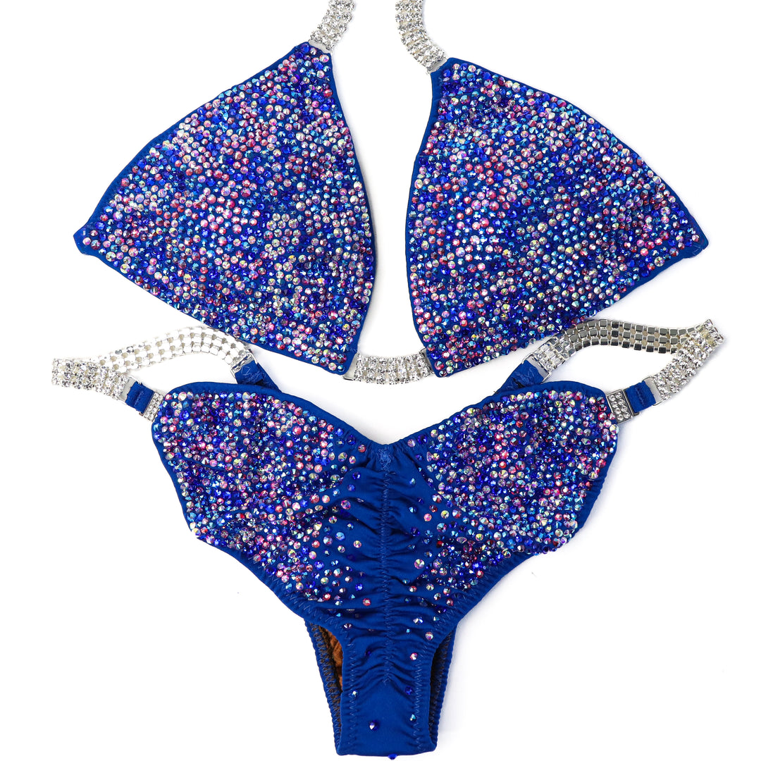 QS ST: Crystal Radiance. Matte Royal. Medium/Moderate, Modest Rise.  Angel Competition BikinisThe best NPC Competition Suits for the Bikini Division, Fit Model Division Suits, and bodybuilding suits.