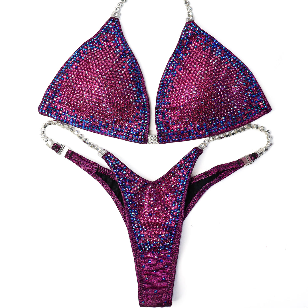 QS ST: Crystal Nova 3 Color. Hologram Cranberry. Medium/Micro.  Angel Competition BikinisThe best NPC Competition Suits for the Bikini Division, Fit Model Division Suits, and bodybuilding suits.