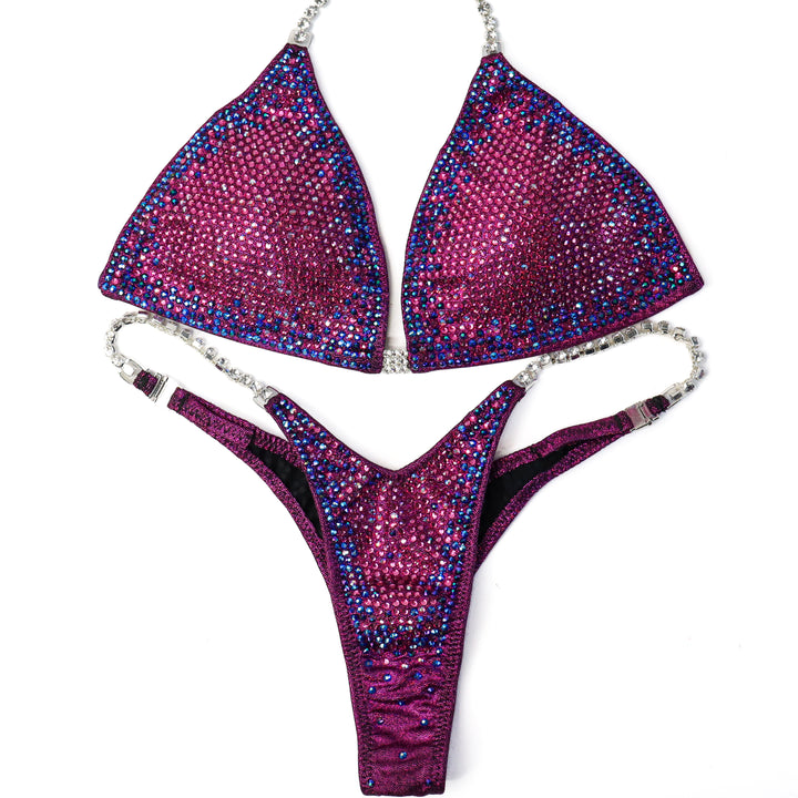 QS ST: Crystal Nova 3 Color. Hologram Cranberry. Medium/Micro.  Angel Competition BikinisThe best NPC Competition Suits for the Bikini Division, Fit Model Division Suits, and bodybuilding suits.