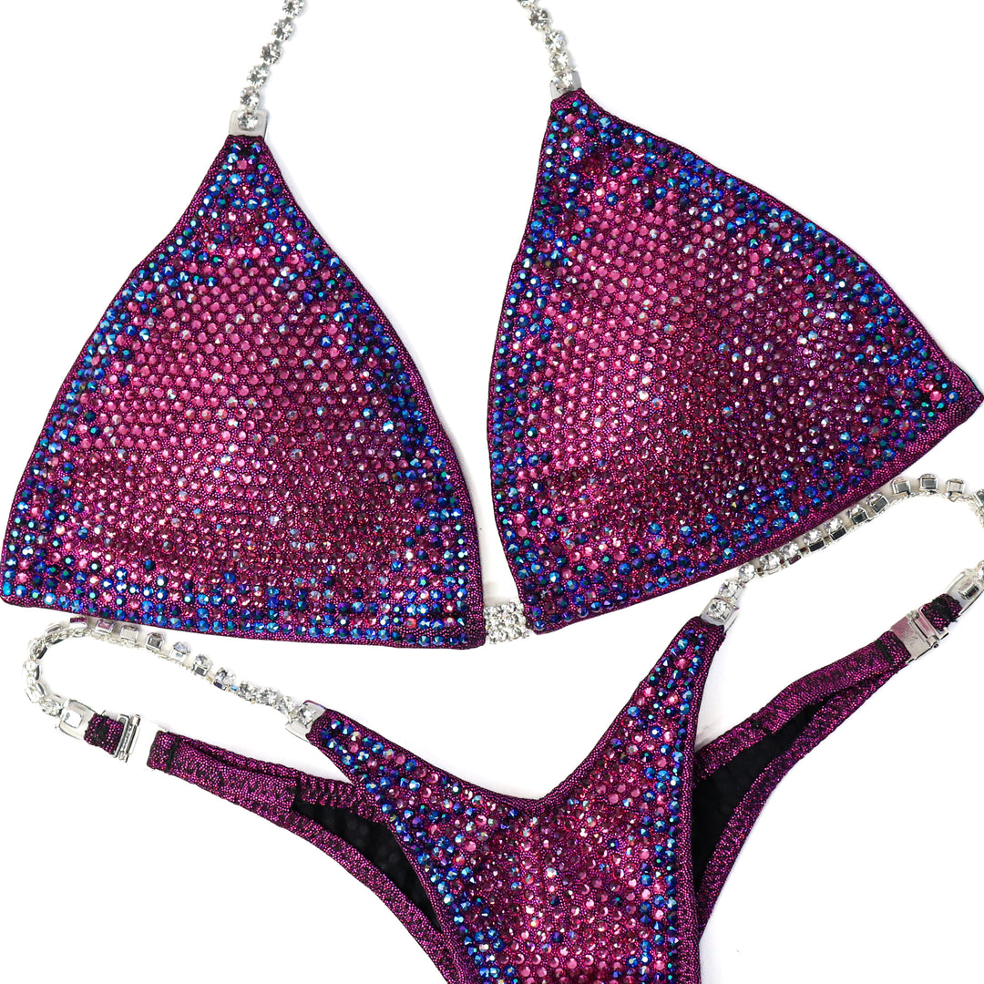 QS ST: Crystal Nova 3 Color. Hologram Cranberry. Medium/Micro.  Angel Competition BikinisThe best NPC Competition Suits for the Bikini Division, Fit Model Division Suits, and bodybuilding suits.