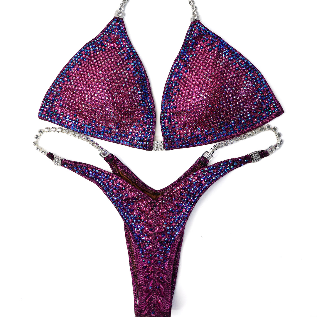 QS ST: Crystal Nova 3 Color. Hologram Cranberry. Medium/Micro.  Angel Competition BikinisThe best NPC Competition Suits for the Bikini Division, Fit Model Division Suits, and bodybuilding suits.