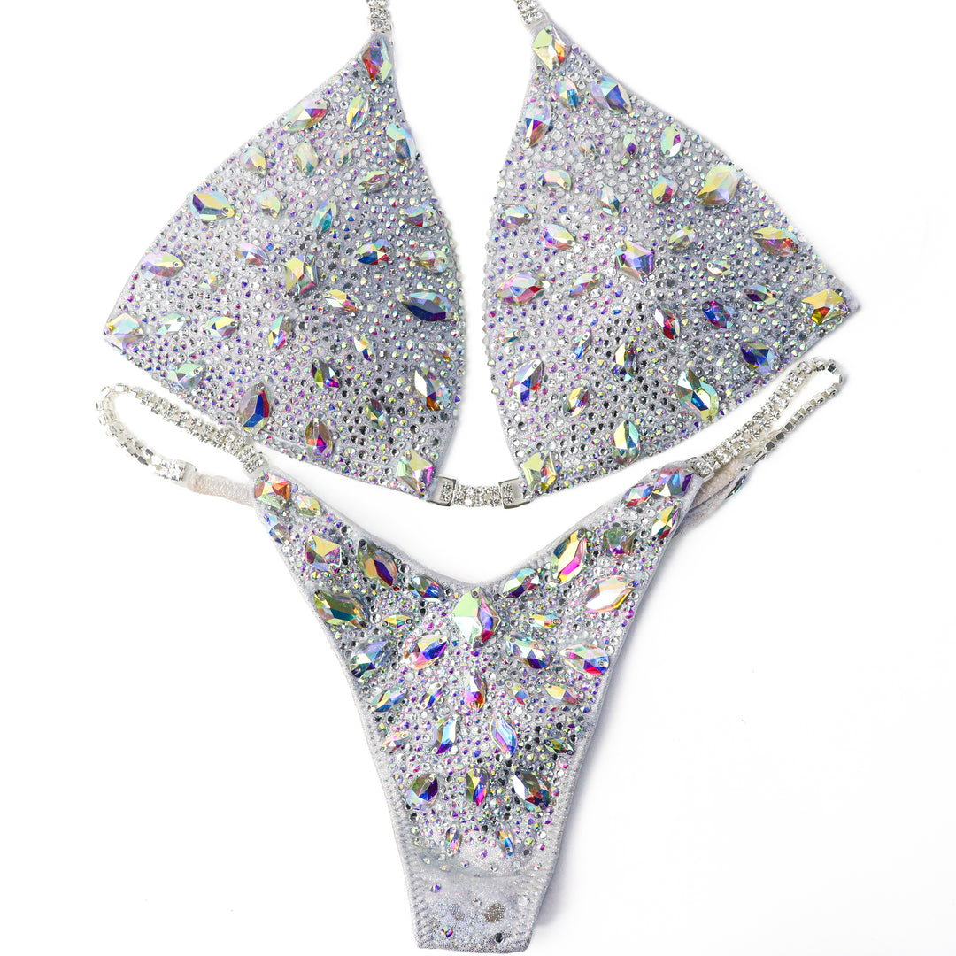 Pre Owned: Crystal Platinum Pro. Large Molded/Wellness Pro, Modest Rise.  Angel Competition BikinisThe best NPC Competition Suits for the Bikini Division, Fit Model Division Suits, and bodybuilding suits.