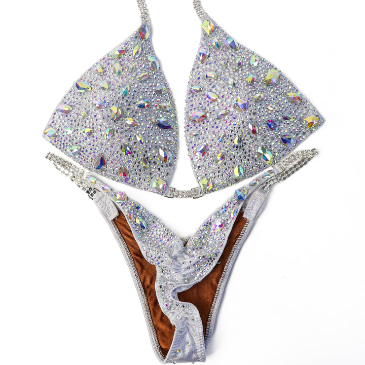 Pre Owned: Crystal Platinum Pro. Large Molded/Wellness Pro, Modest Rise.  Angel Competition BikinisThe best NPC Competition Suits for the Bikini Division, Fit Model Division Suits, and bodybuilding suits.