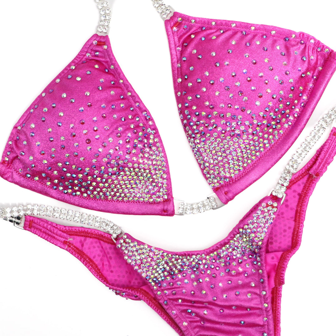 QS ST: Angel Firework. Crystal AB, Fuchsia AB. Hologram Pink. Medium/Brazilian.