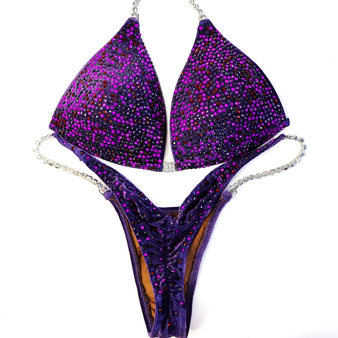 QS ST: Lawna's Purple Glow Radiance. Medium Molded/Pro.  Angel Competition BikinisThe best NPC Competition Suits for the Bikini Division, Fit Model Division Suits, and bodybuilding suits.