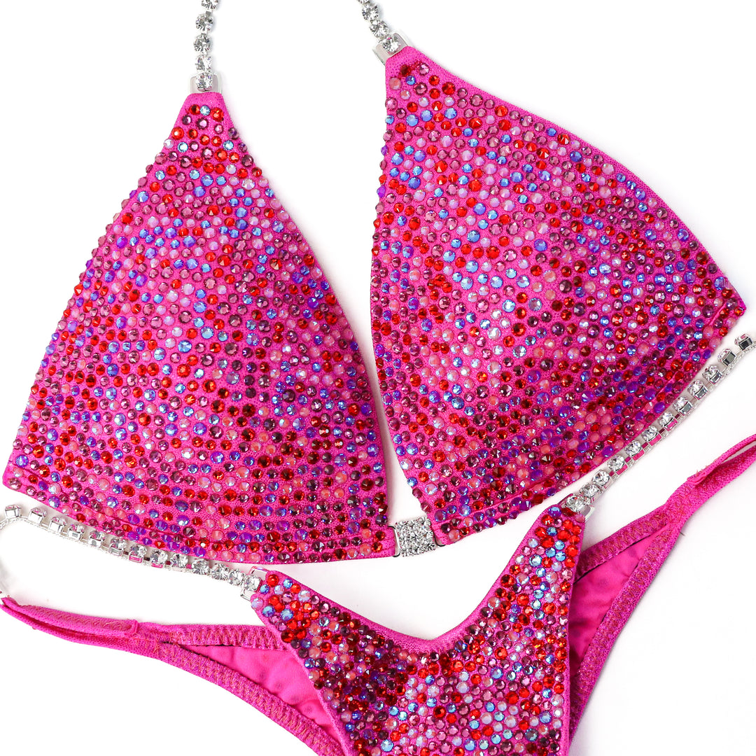 QS ST: Julia's Fuchsia Candy Radiance. Medium Molded/Wellness Pro.  Angel Competition BikinisThe best NPC Competition Suits for the Bikini Division, Fit Model Division Suits, and bodybuilding suits.