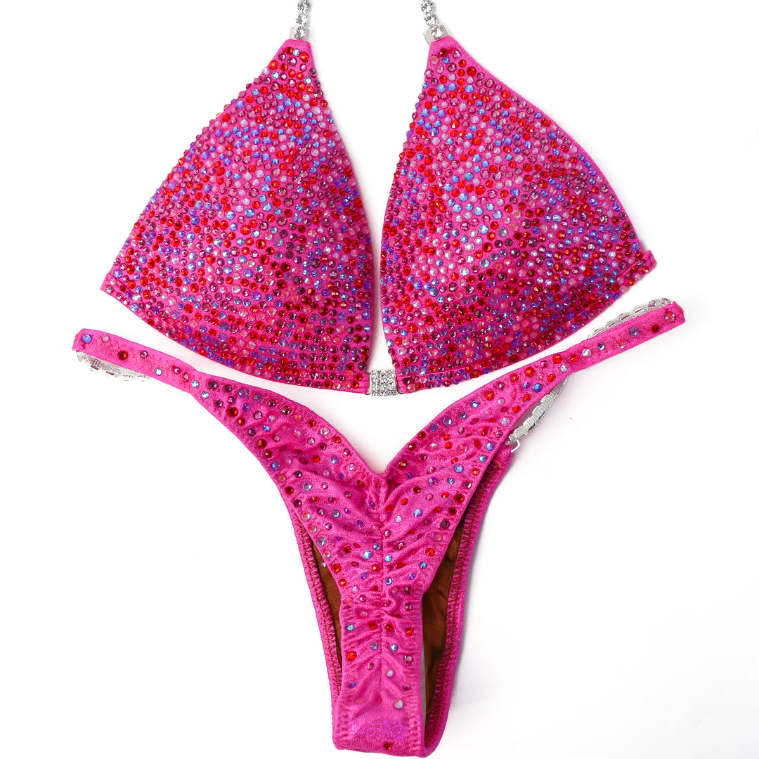 QS ST: Julia's Fuchsia Candy Radiance. Medium Molded/Wellness Pro.  Angel Competition BikinisThe best NPC Competition Suits for the Bikini Division, Fit Model Division Suits, and bodybuilding suits.
