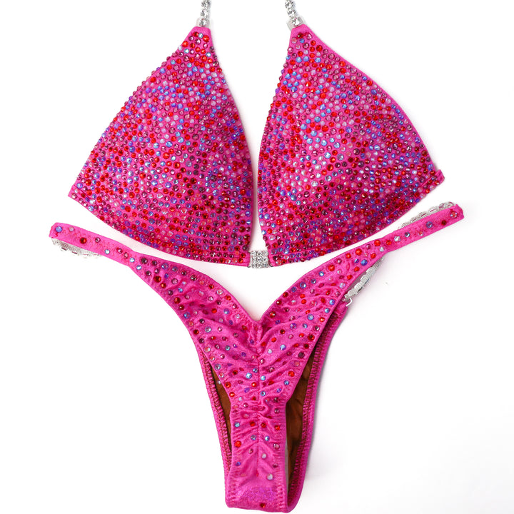 QS ST: Julia's Fuchsia Candy Radiance. Medium Molded/Wellness Pro.  Angel Competition BikinisThe best NPC Competition Suits for the Bikini Division, Fit Model Division Suits, and bodybuilding suits.