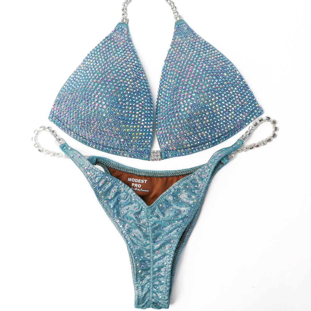 QS ST: Aqua Prism Pro. Medium Molded/Pro, Modest Rise.  Angel Competition BikinisThe best NPC Competition Suits for the Bikini Division, Fit Model Division Suits, and bodybuilding suits.