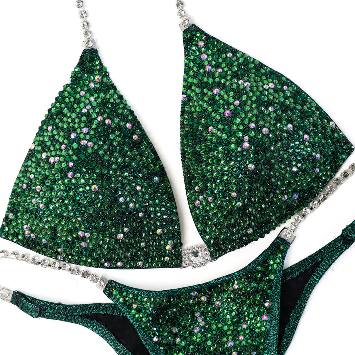 QS ST: Emerald Radiance. Medium Molded/Pro.  Angel Competition BikinisThe best NPC Competition Suits for the Bikini Division, Fit Model Division Suits, and bodybuilding suits.