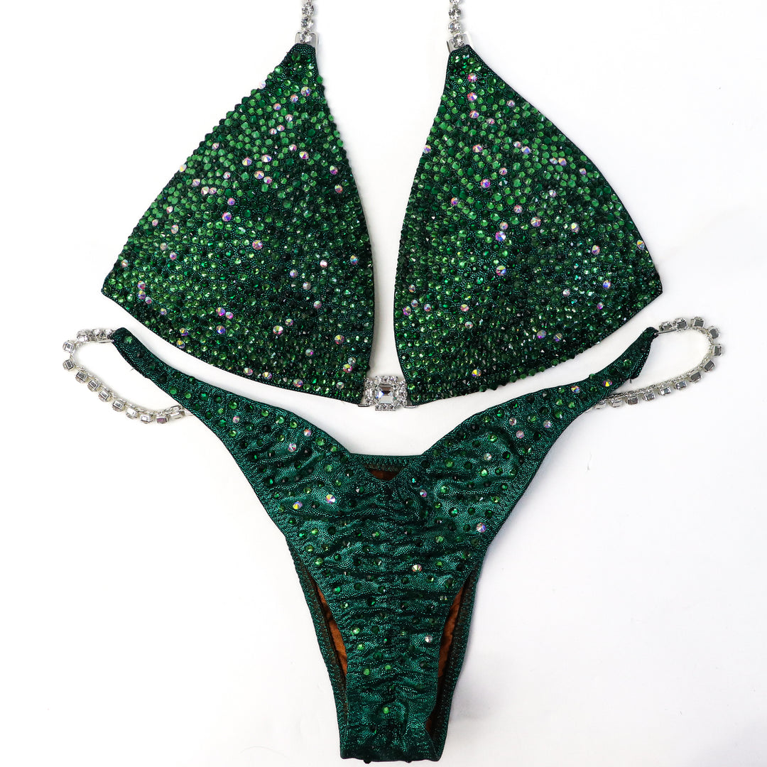 QS ST: Emerald Radiance. Medium Molded/Pro.  Angel Competition BikinisThe best NPC Competition Suits for the Bikini Division, Fit Model Division Suits, and bodybuilding suits.