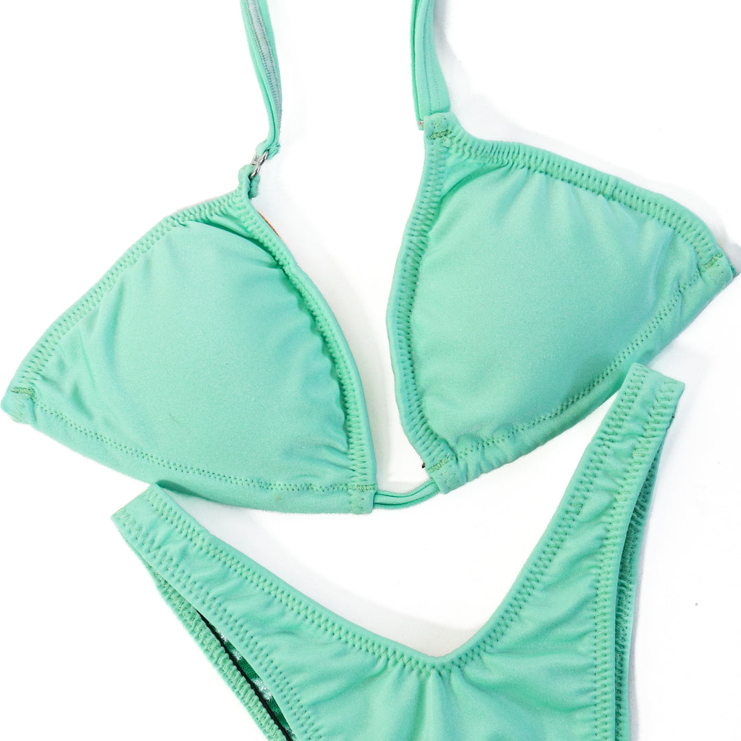 QS ST: Matte Mint Posing Practice Suit. Small/Standard Figure Cut.  Angel Competition BikinisThe best NPC Competition Suits for the Bikini Division, Fit Model Division Suits, and bodybuilding suits.