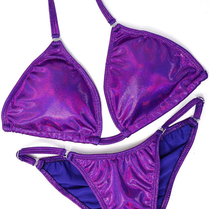 QS CL: Hologram Purple Fit Model Suit. Medium/Custom Fit Model.  Angel Competition BikinisThe best NPC Competition Suits for the Bikini Division, Fit Model Division Suits, and bodybuilding suits.
