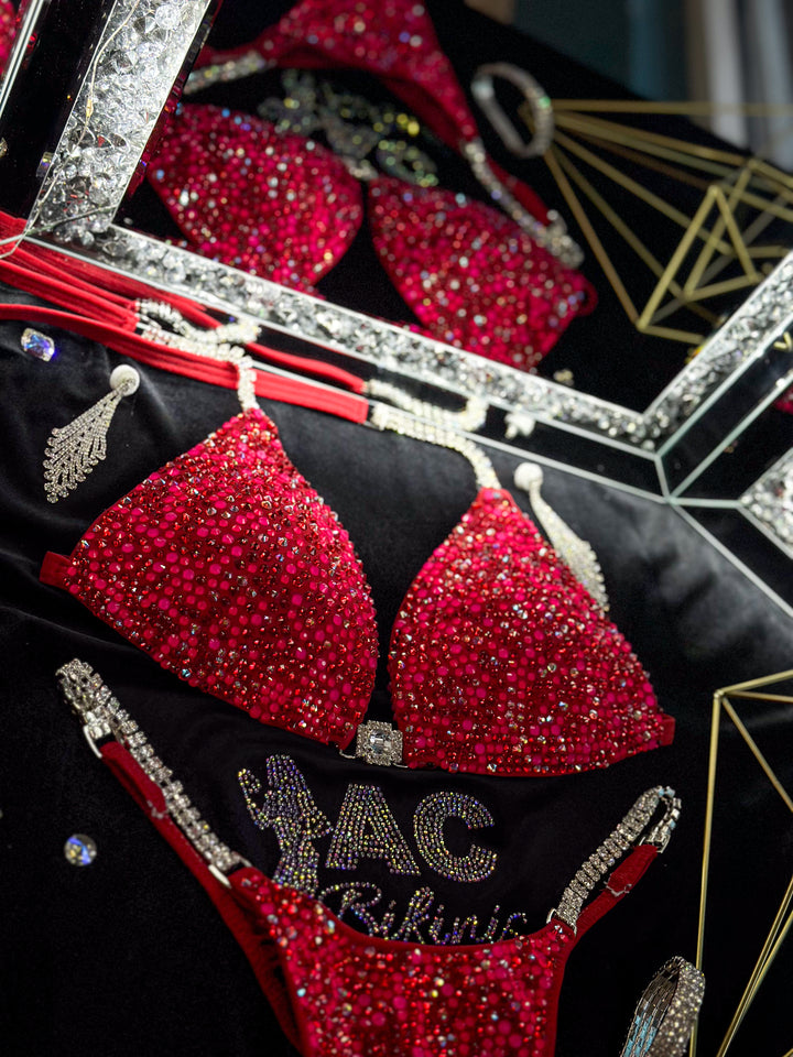 Rhoda's Neon Red Radiance  Angel Competition BikinisThe best NPC Competition Suits for the Bikini Division, Fit Model Division Suits, and bodybuilding suits.