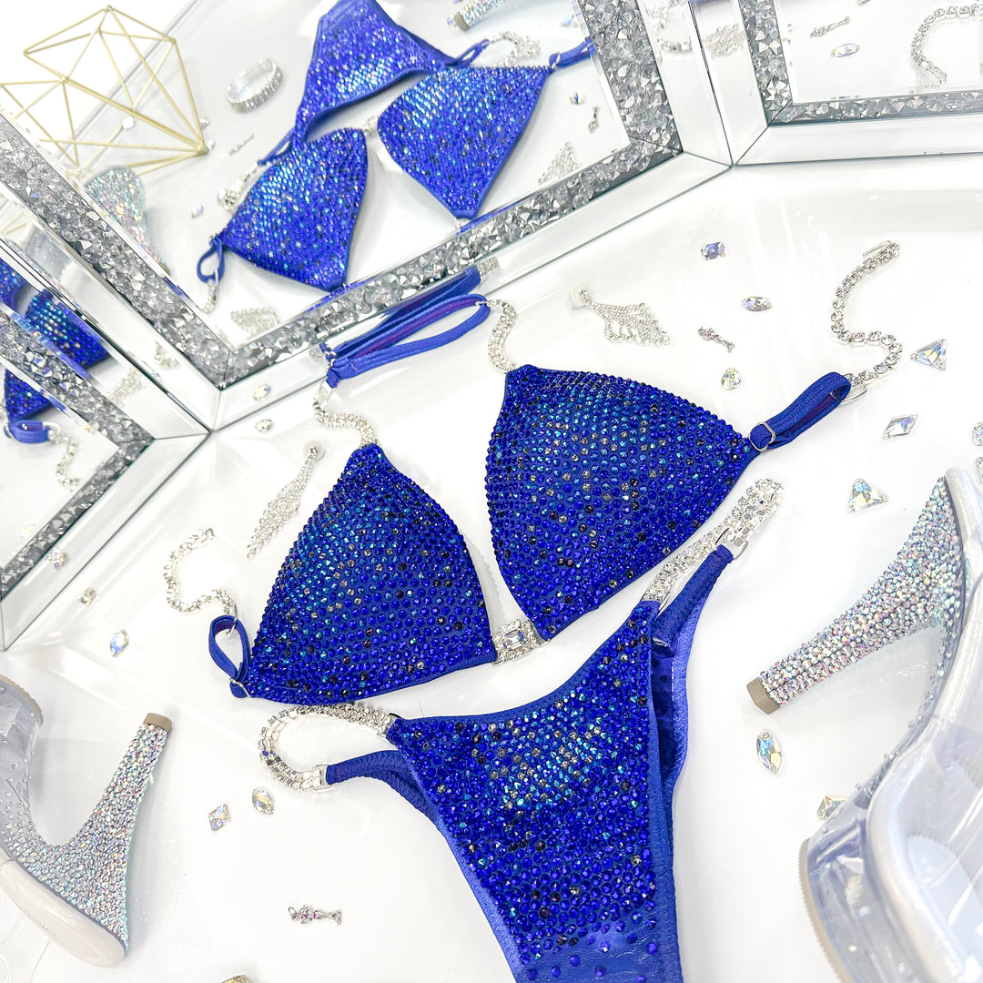 Know Your Power Purple Nova – crystal competition bikini for NPC Bikini and Wellness