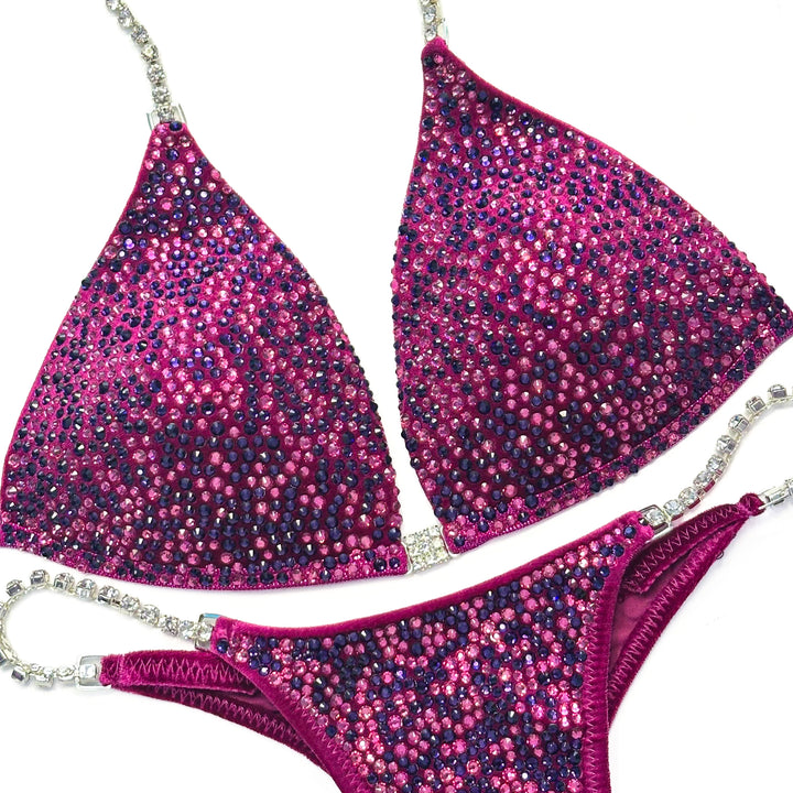 Velvet Violet Fuchsia Radiance – crystal competition bikini for NPC Bikini and Wellness